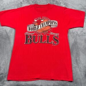 1991 Chicago Bulls  Finals World Champions T-Shirt Mens  Red